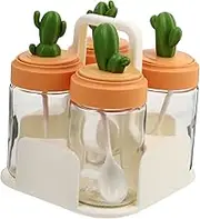 TIDTALEO 4pcs Assorted Color Cactus Condiment Jars Capacity Seasoning Containers for Kitchen Storage Versatile Spice Pots for and Organization