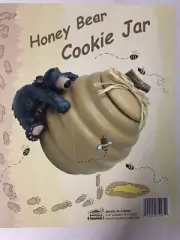 Honour Black Bear Honey Bee Ceramic Cookie Jar Vintage
