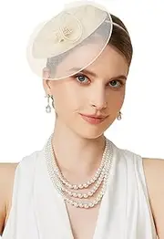 BABEYOND Fascinators Hats for Women - Tea Party Hat Kentucky Fascinator Derby Flower Mesh Pillbox Hat for Bridal Wedding