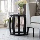 Jaya Side Table Black End Table Mangowood Carved Table 43cm