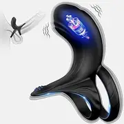 Vibrating Cock Ring, FOBONO Silicone Rings with 10 Intense Vibration Modes, Double Ring Mens Vibrator for Longer Harder Stronger Erection, Improve Sexual Performance, Adult Sex Toys & Games
