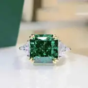 4.8Ct Asscher Cut VVS1 Lab Created Diamond Engagement 14K White Gold Finish Ring