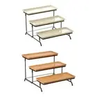 3 Tier Rectangular Serving Platter Stand Set for Cheese Snacks Cake
