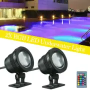 DC12V 10W RGB Underwater Flood Light Pool LED Garden Spotlight Lamp IP67+Remote