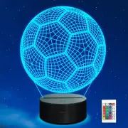 Soccer 3D Lamp Night Light Football 3D Illusion Lamp for Kids, 16 Colors Changin