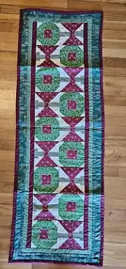 Handmade Quilt Christmas Table Runner Patchwork 19" X 55.5" Reversible