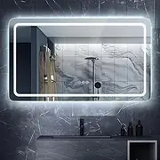 Simplus LED Wall Mirror Bathroom Mirrors for Wall Mounted Anti-Fog 3 Colors Dimmable Lighting Smart Touch Switch Vanity Makeup Mirror 120x70CM