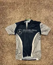 Mercedes-Benz Cycling Jersey Full Zip Large Blue Grey White New with Tags MBUSA