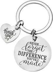 [YALLNASL] Going Away Gift Retirement Gifts for Coworker Colleagues Never Forget The Difference You've Made Keychain for Coworkers Colleague Thank You Gift Keyring for Women Co-worker