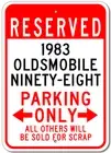 1983 83 OLDSMOBILE NINETY-EIGHT Parking Sign Custom Vintage Garage Aluminum Wall