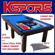 POOL TABLE 8FT 6 LEGS SNOOKER BILLIARD TABLE 25MM TABLE TOP WITH FULL SIZE TABLE