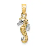 14K Yellow & Rhodium With White Seahorse Charm