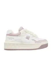 Valentino Garavani One Stud XL Lace-Up Sneakers 39 White/taro pink