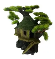 TREEHOUSE TRUNK ROCK BASE POLYRESIN REPLICA AQUARIUM ORNAMENT EB178