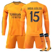 Beakey Real Madrid Away ARDA GULER #15 Soccer Jersey Kids Adult 3Pcs Long Sleeve Outfits