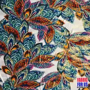 Peacock Feathers Red / Green With Micro Brush Tones Stretch Poly-Spandex Fabric