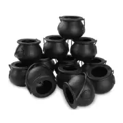 12Pcs Black Cauldron with Handle Halloween Witch Cauldron Halloween Pot4443