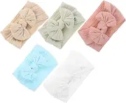 [MOBUTOFU] 5pcs Bowknot Headbands Soft Elastic Hair Accessories for Newborns Comfortable Breathable for Parties Family Gatherings and Everyday Wear