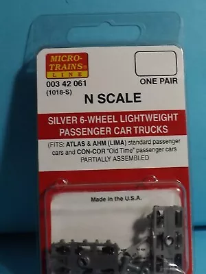 N Scale Micro-Train Couplers (1018-S) SILVER 6 WHEEL PASS. TRUCK # 003 42 061