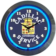 Cadillac Service Neon Clock Cars Gameroom Basement Mancave Wall Art Decor