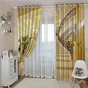 Blackout Curtains for Bedroom Castle Staircase 2 x W140cm x D245cm Thermal Insulated Blackout Curtains Heat and Full Light Blocking Curtains Window Drapes for Living Room 2 Panels Set