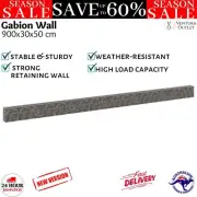 Gabion Wall with Covers Galvanised Steel Stone Mesh Basket 900x30x50 cm vidaXL