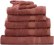 7pc Renee Taylor Stella Hand/Bath Towel/Mat Set Soft Bamboo Cotton 650 GSM Brick