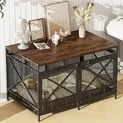 Dog Crate Furniture, Dog Kennel for Small Medium Large Breed, Heavy Duty 43" Large Corner Dog Crate, Indoor Pet Cage with Side Door (Retro Brown)