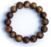 Ercao Luxury Chinese Agarwood Bracelet, Permanent Natural Agarwood Scent Oud Bracelet, 14mm Round Bead Diameter