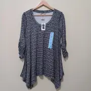 New! PHILOSOPHY Womens Black White Rayon Blend Tunic Top Size L