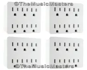 (4) Electrical Socket 6-Way Power Splitter 6 Outlet AC Wall Plug Adapter Cover