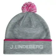 J.Lindeberg Stripe Golf Beanie Light Gray Melange - FW24 One Size Fits All NEW