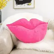 AELS 3D Large Lips Throw Pillows Smooth Soft Velvet Decorative Throw Pillows Love Pillows Cute Pillow 24 X 12 inches for Couch Sofa Bed Living Room Bedroom, Vivid Pink
