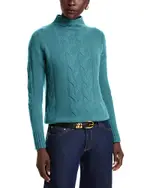 C by Bloomingdale's Cashmere Mock Neck Cable Cashmere Sweater - Exclusive