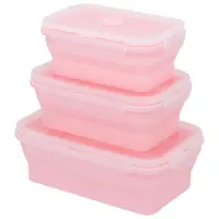 在飛比找蝦皮購物優惠-NITORI 折疊矽膠保鮮盒-粉色 <有3種尺寸>