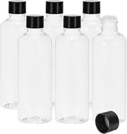 uxcell Travel Bottles with Screw Cap, 6 Pcs 3.4Oz(100ml) Leak Proof Refillable Empty Dispenser Container Squeeze Bottle with PP Screw Lid for Shampoo Toiletries Lotion Cream, Clear