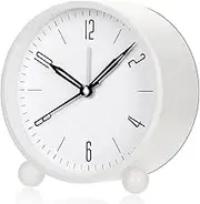 Alarm Clock, Super Silent Non Ticking Small Clock with Night Light, Battery Operated, Simply Design, Loud Alarm for Bedroom, Bedside, Desk, Back to School, Learning Awards Student gift
