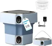 Portable Washing Machine, 12L Foldable Washing Machine with Spin Dry, Mini Laundry Machine Compact Clothes Laundry for Apartment, Laundry, Camping, Rv, Travel Blue