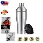 2-in-1 Cocktail Shaker & Tumbler - Stainless Steel Drink Mixer with Measurements