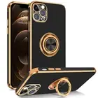 For iPhone 12 Pro Max Plating Case Shockproof Heavy Duty Cover With Ring Holder