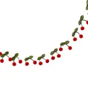 Cherry Felt Balls Tassels Garlands Vibrant and Playful Christmas Decoration