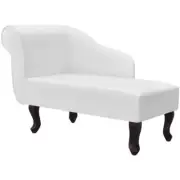 Faux Leather Chaise Longue With Left Armrest White Living Room Stylish Sofa