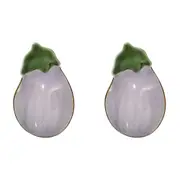2x Ceramic 18cm Bowl Eggplant Serving Snack/Condiments Dish Dinnerware Purple