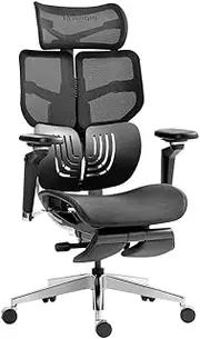 [HINOMI] X1 Ergonomic Office Chair with Foot Rest - Comfy Home Office Desk Computer Chair, Comfortable Mesh Seat with Adjustable Back Support, Swivel Wheels, for Work Gaming Study (Black, Medium)
