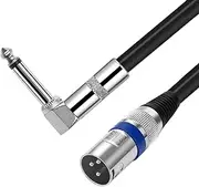 tunghey Right Angle Unbalanced 6.35mm(1/4 inch) TS Mono to XLR Male Cable Gold Plated Quarter inch to Male XLR Microphone Cable Interconnect Cable (2M)