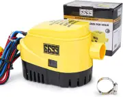 12V Automatic Boat Bilge Water Pump, 1500GPH, with Auto Float Switch