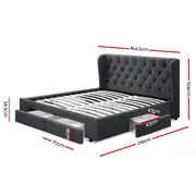 Artiss Bed Frame Queen with 4 Drawers Charcoal MILA