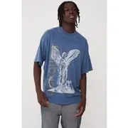 Mens Dusty Blue Oversized Heavy Conquest Renaissance T-shirt