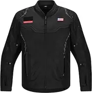 ILM Motorcycle Mesh Jacket with CE Armor and Detachable Waterproof Liner Dual Sport All Season Riding for Men Model JRC2-M Black, L