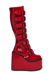[Demonia] Red Holographic Trinity Boots